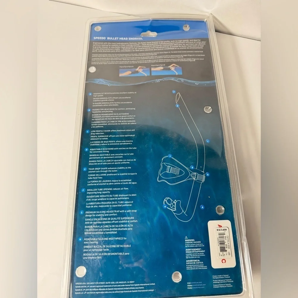 NWT Speedo Bullet Head Snorkel tuba bullet head performance For Adults